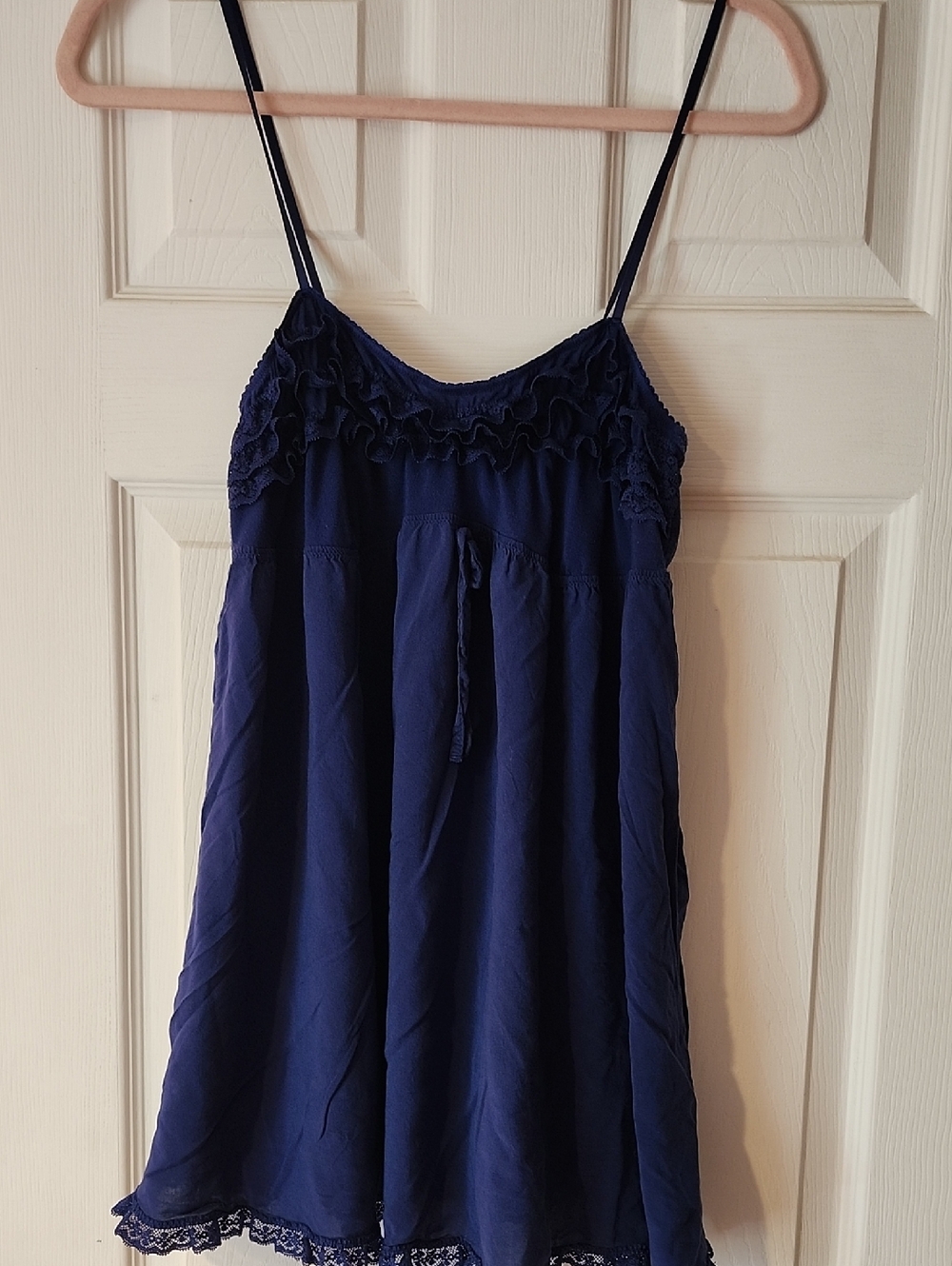 Victoria Secrets Navy Blue Lace-Trim Sleep Chemise